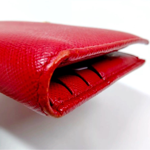 Auth Prada Red Saffiano Leather Compact Bifold Wallet Preloved On Sale Now Prada - Picture 8 of 9